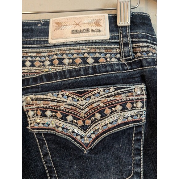 Grace in LA Women's Blue Boot Cut Jeans - Picture 5 of 9